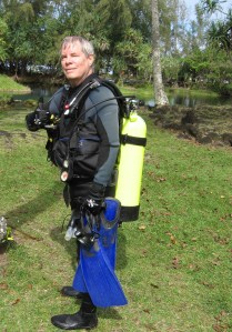 All geared up for diving with sea turtles