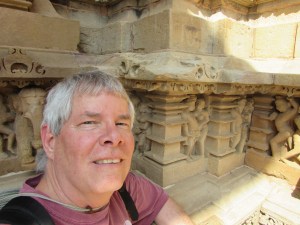 Selfie with miniature carvings