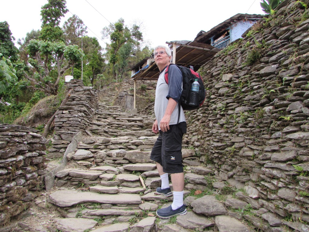 Me and my pack on the straight up road to Dhampus