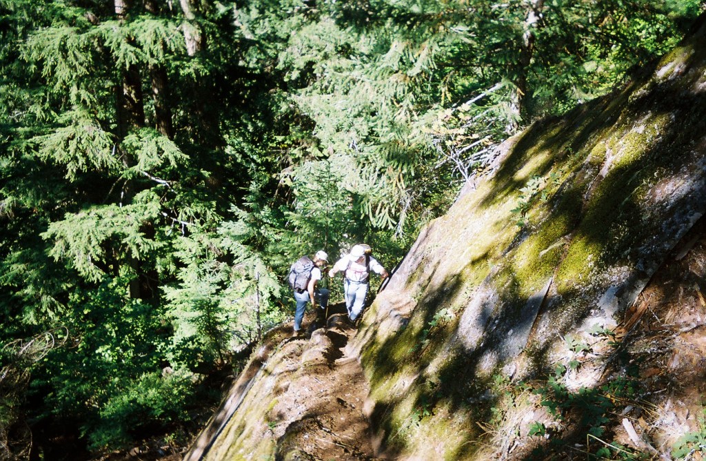 Hiking to mine. At this point we are fresh, though surprised how steep the trail is. At places we had to climb up tree roots.